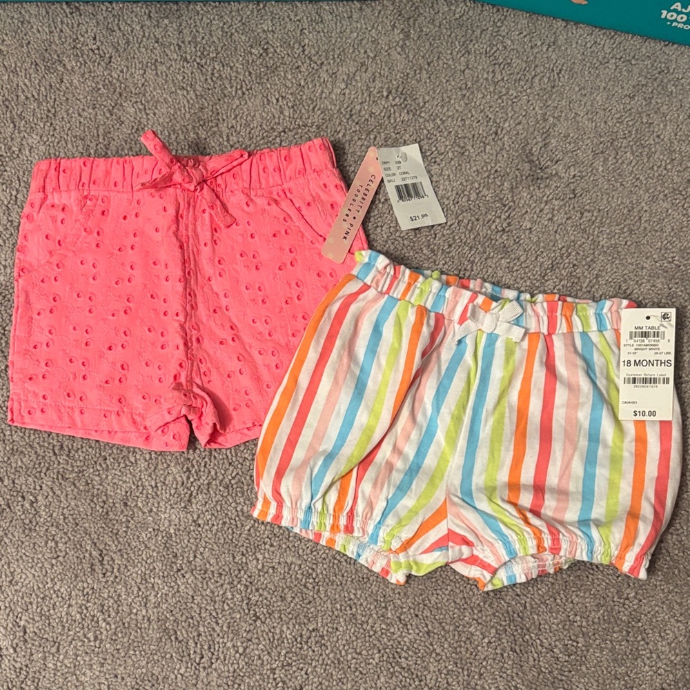 First Impressions Striped Baby Shorts Set - Multicolor - Picture 1 of 5
